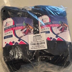 🧦Deb Black Merino Wool Hiking Socks 6 pairs black sock 9-11 shoe 5-10 NWT